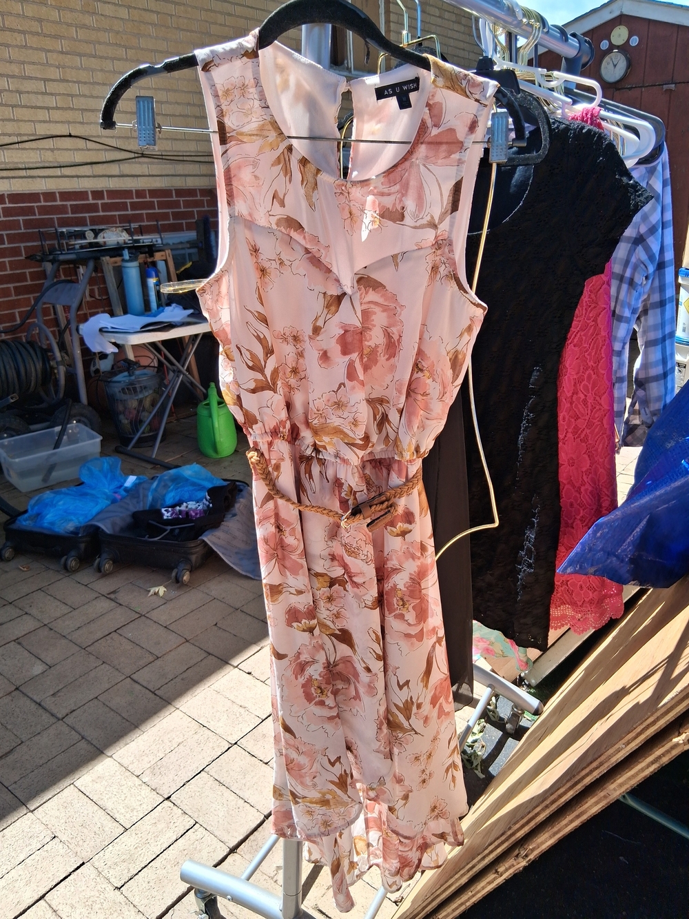 AS U WISH Pink Floral Sleeveless Midi Dress